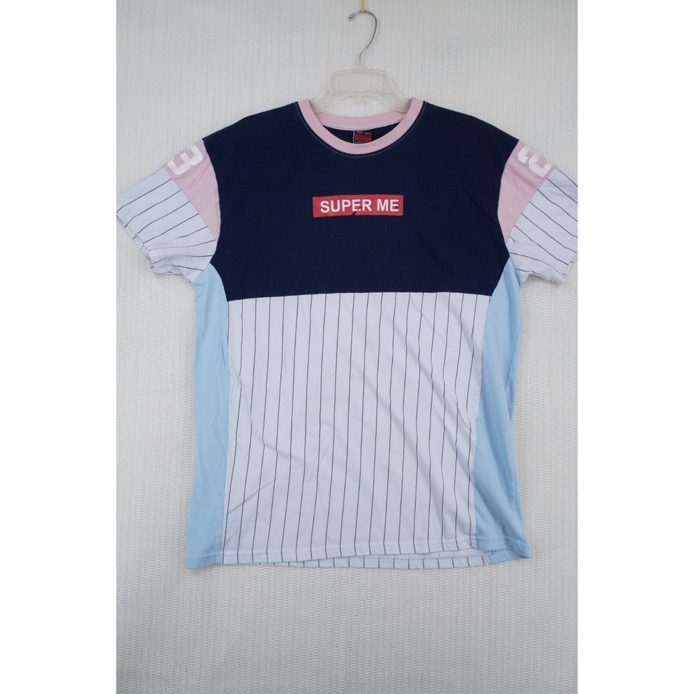Bleeker & Mercer Shirt Mens 2XL XXL Blue Pink Short Super Me Sleeve Graphic